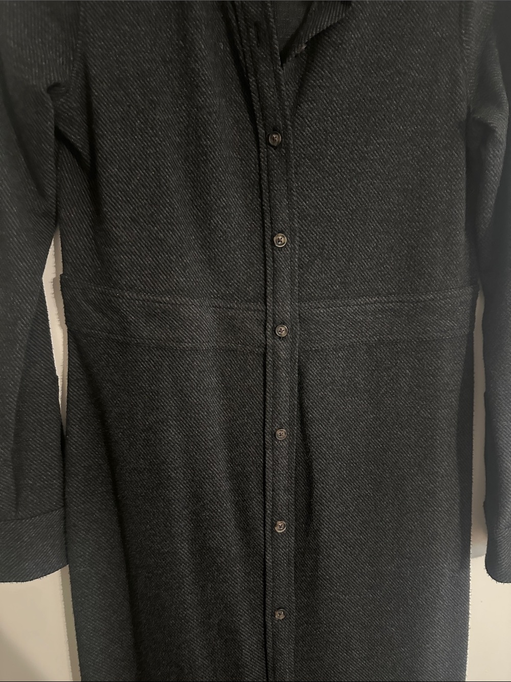 Faherty Women’s Black Long Sleeve Button-Front Shirt Dress - Picture 3 of 3